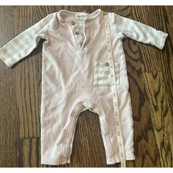 Rabbit and Bear Pink and White 100% Cotton Long Sleeve Jumpsuit Size 3-6 Months - Picture 5 of 6